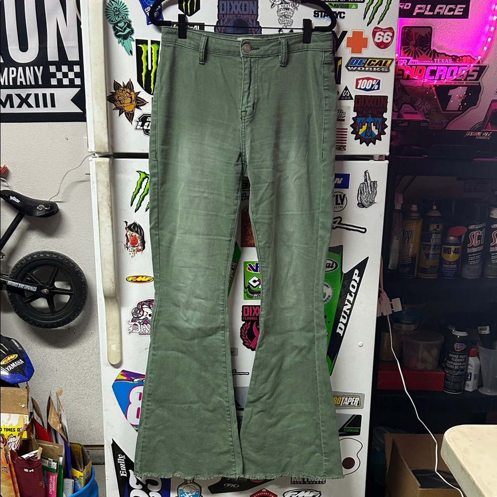 Rock and Roll Denim Olive Green Flared Pants (28x34)